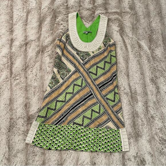 New Calypso St Barth Green Beaded Linen & Silk Dress - Picture 1 of 6